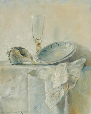 Still life in white and blue